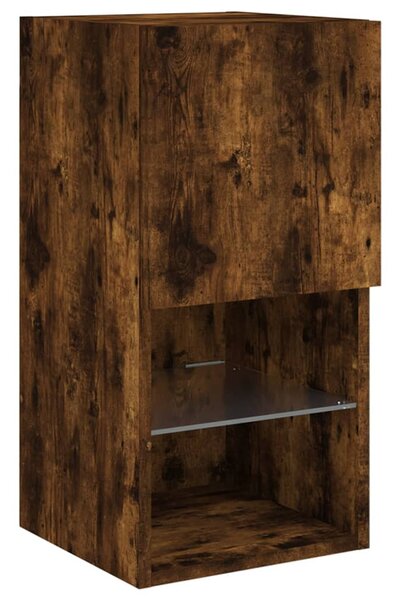 2 db füstös tölgy színű TV-szekrény LED-lámpákkal 30,5x30x60 cm