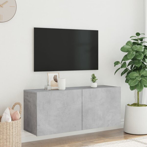 Betonszürke falra szerelhető TV-szekrény 100 x 30 x 41 cm