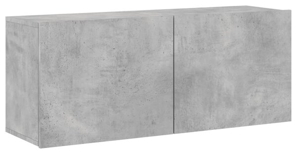 Betonszürke falra szerelhető TV-szekrény 100 x 30 x 41 cm
