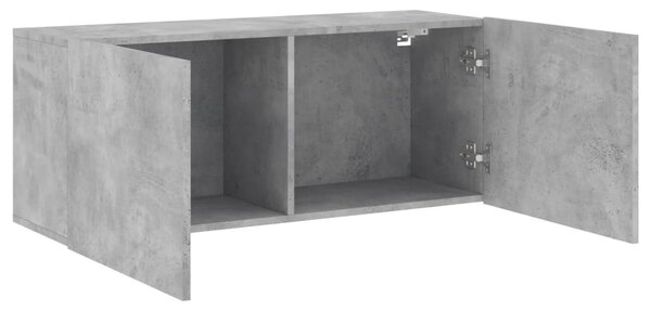 Betonszürke falra szerelhető TV-szekrény 100 x 30 x 41 cm
