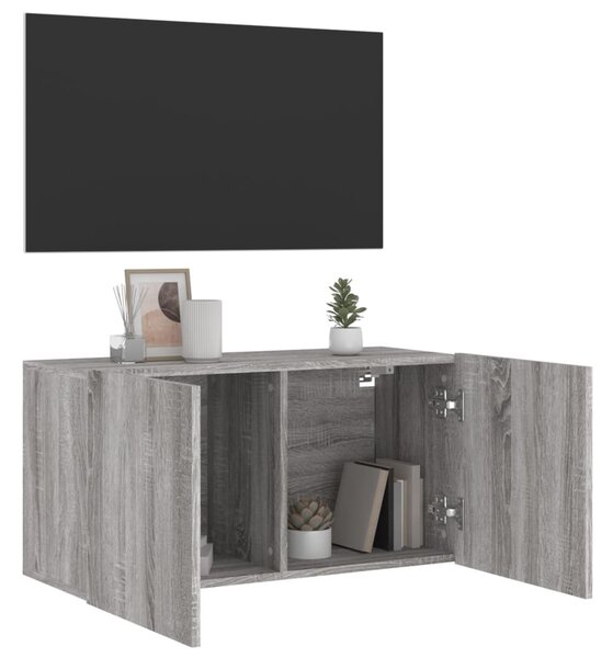Szürke sonoma színű falra szerelhető TV-szekrény 80 x 30 x 41cm