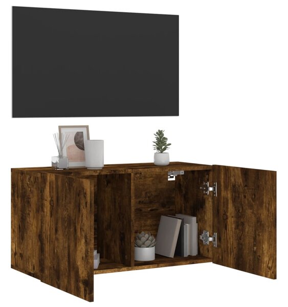 Füstös tölgy színű falra szerelhető TV-szekrény 80x 30 x 41 cm