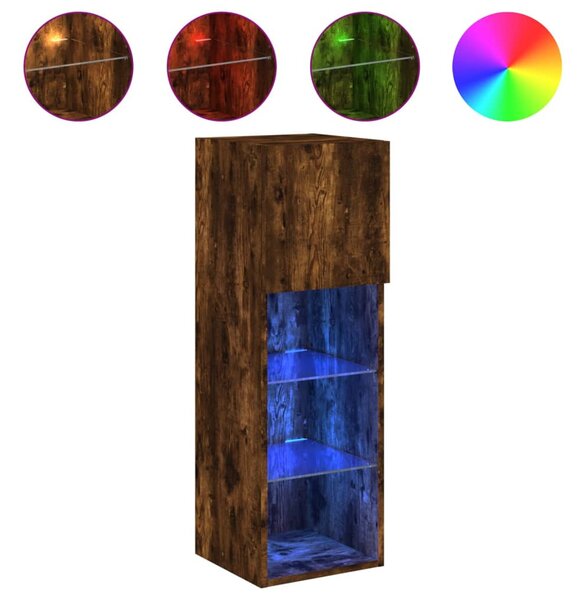 Füstös tölgy színű TV-szekrény LED-világítással 30,5x30x90 cm