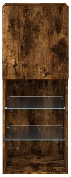 Füstös tölgy színű TV-szekrény LED lámpákkal 40,5 x 30 x 102 cm