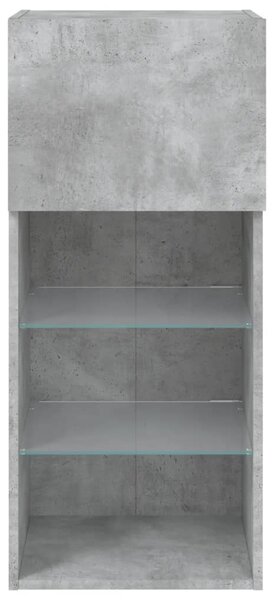 Betonszürke TV-szekrény LED lámpákkal 40,5x30x90 cm