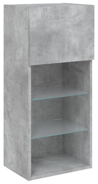 Betonszürke TV-szekrény LED lámpákkal 40,5x30x90 cm