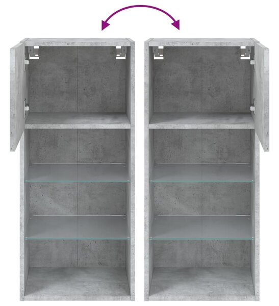 Betonszürke TV-szekrény LED lámpákkal 40,5x30x90 cm