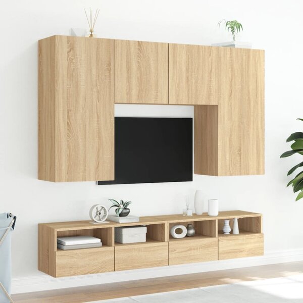 2 db sonoma tölgy színű szerelt fa fali TV-szekrény 80x30x30 cm