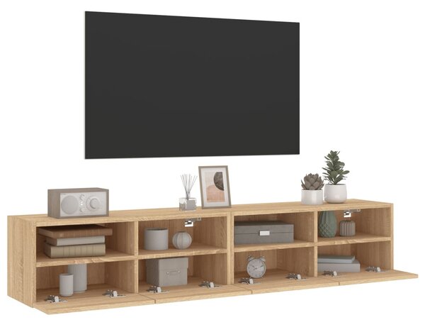 2 db sonoma tölgy színű szerelt fa fali TV-szekrény 80x30x30 cm