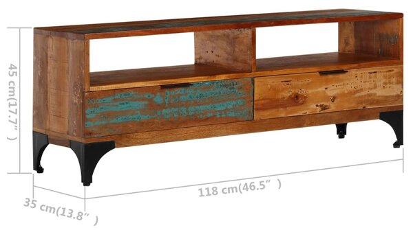 Tömör újrahasznosított fa TV-szekrény 118 x 35 x 45 cm