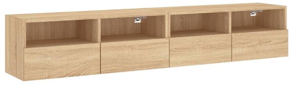 2 db sonoma tölgy színű szerelt fa fali TV-szekrény 80x30x30 cm