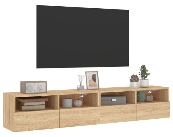 2 db sonoma tölgy színű szerelt fa fali TV-szekrény 80x30x30 cm