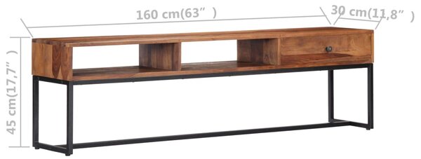 Tömör akácfából TV-szekrény 160 x 30 x 45 cm