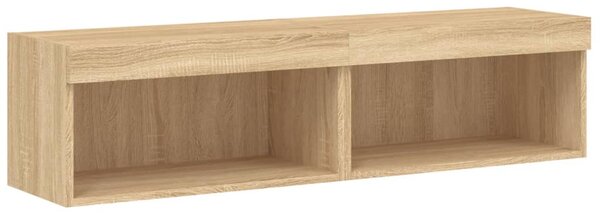 2 db sonoma tölgy színű TV-szekrény LED-ekkel 60x30x30 cm