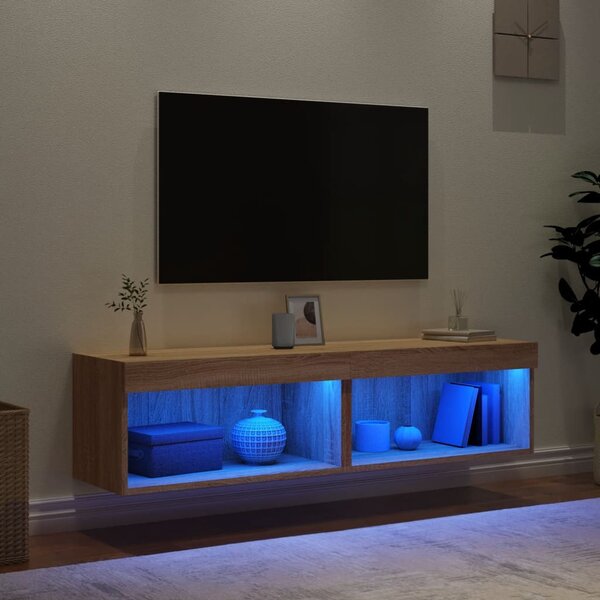 2 db sonoma tölgy színű TV-szekrény LED-ekkel 60x30x30 cm
