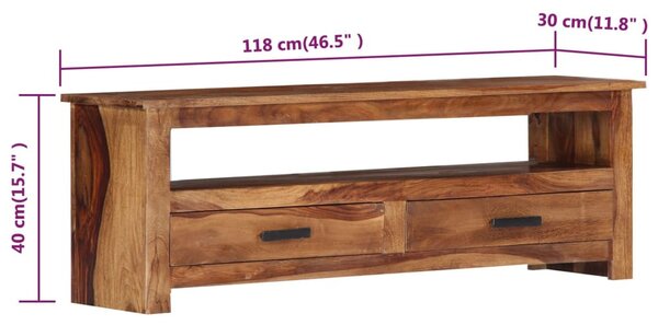 Tömör fa TV-szekrény 118 x 30 x 40 cm