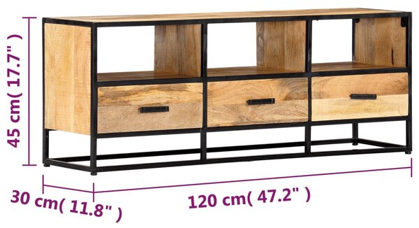 Tömör mangófa TV-szekrény 120 x 30 x 45 cm