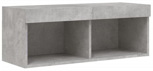 Betonszürke TV-szekrény LED-világítással 80 x 30 x 30 cm
