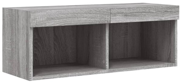 Szürke sonoma színű TV-szekrény LED-világítással 80x30x30 cm