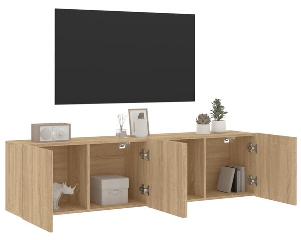 2 db sonoma tölgy színű fali TV-szekrény 80 x 30 x 41 cm