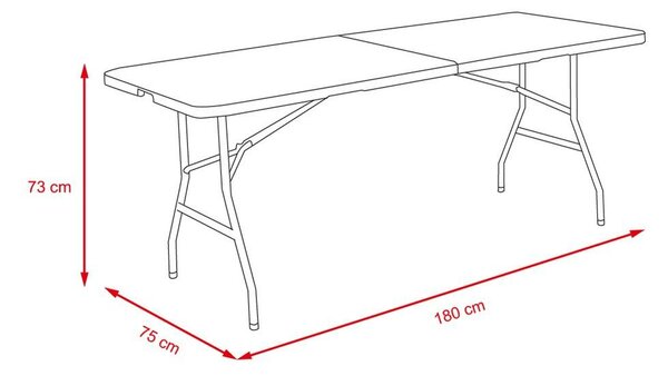 Avenberg Karsten összecsukható cateringasztal, 180 x 75 x 73 cm