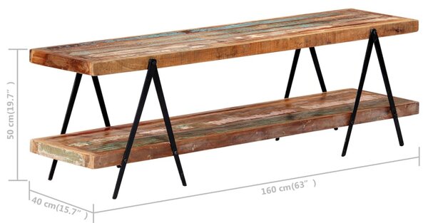 Tömör újrahasznosított fa TV-szekrény 160 x 40 x 50 cm