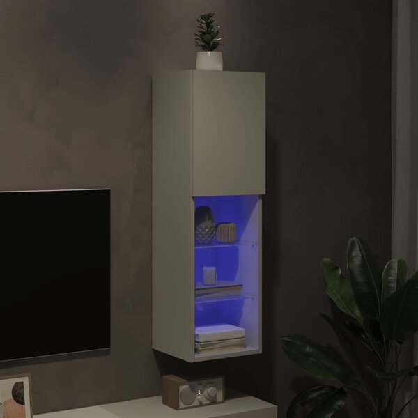 Fehér TV-szekrény LED-lámpákkal 30,5 x 30 x 102 cm