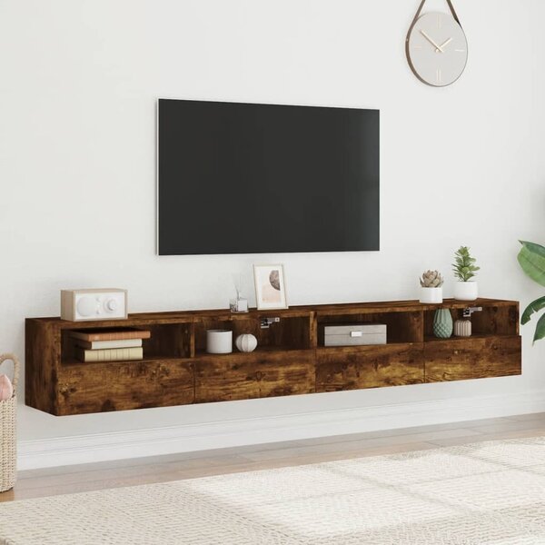 2 db füstös tölgy színű szerelt fa TV-szekrény 100 x 30 x 30 cm