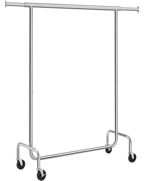Gurulós ruhaállvány, ezüst 110-150x45x160cm