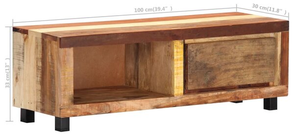 Tömör újrahasznosított fa TV-szekrény 100 x 30 x 33 cm