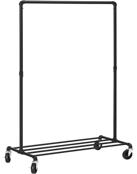 Gurulós ruhaállvány, fekete 100x49x163cm