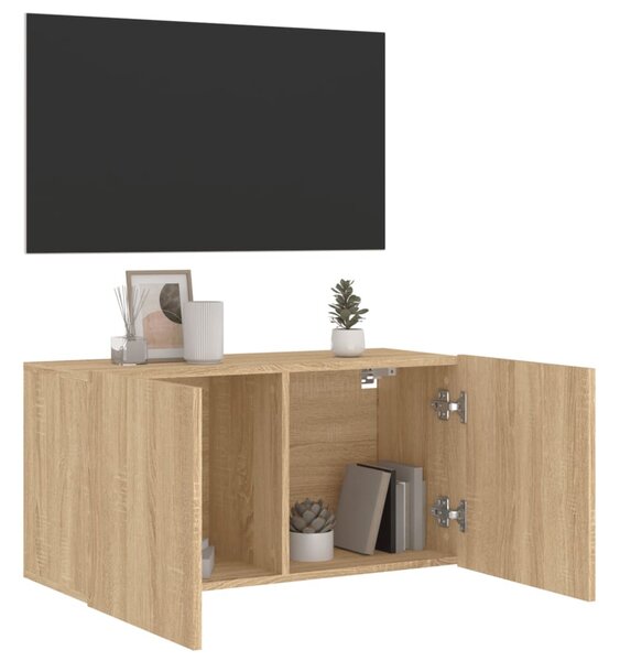Sonoma tölgy színű falra szerelhető TV-szekrény 80 x 30 x 41 cm