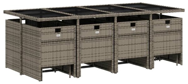 VidaXL 13 db szürke polyrattan kerti étkezőgarnitúra párnákkal