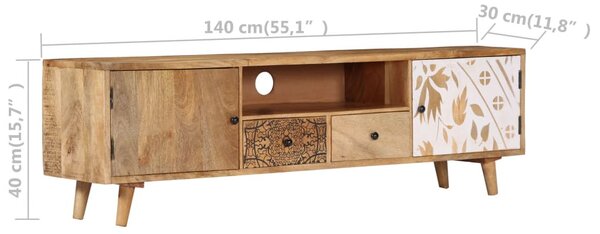 Tömör mangófa TV-szekrény 140 x 30 x 40 cm
