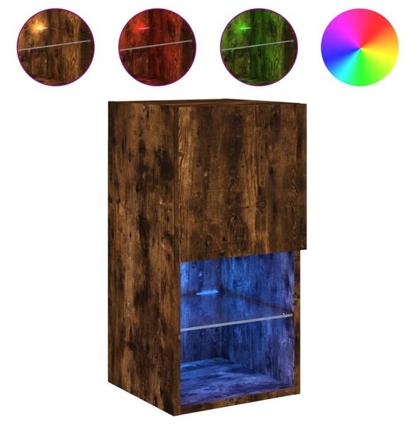 2 db füstös tölgy színű TV-szekrény LED-lámpákkal 30,5x30x60 cm