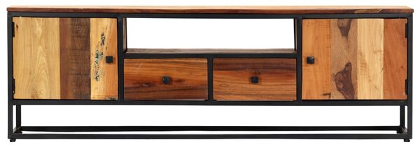 Tömör újrahasznosított fa és acél TV-szekrény 120 x 30 x 40 cm