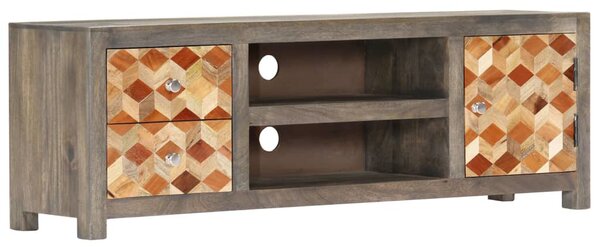 Szürke tömör mangófa TV-szekrény 120 x 30 x 40 cm