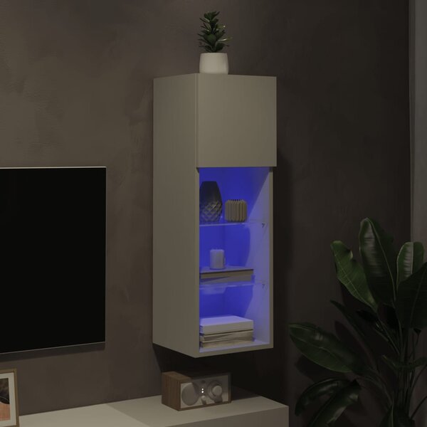 Fehér TV-szekrény LED-lámpákkal 30,5x30x90 cm