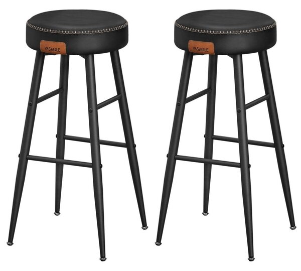 ECHO Bárszék 2 db, varrott műbőr borítás, fekete, 76 cm magas