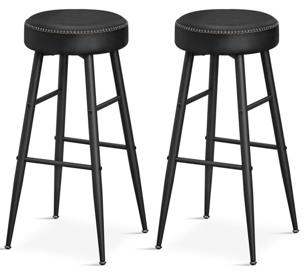 ECHO Bárszék 2 db, varrott műbőr borítás, fekete, 76 cm magas