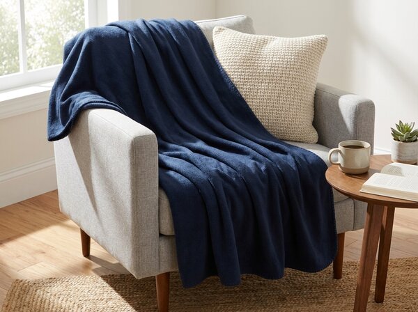 Kétoldalas fleece takaró MELVIRA, tengerészkék Méret: 150 x 200 cm