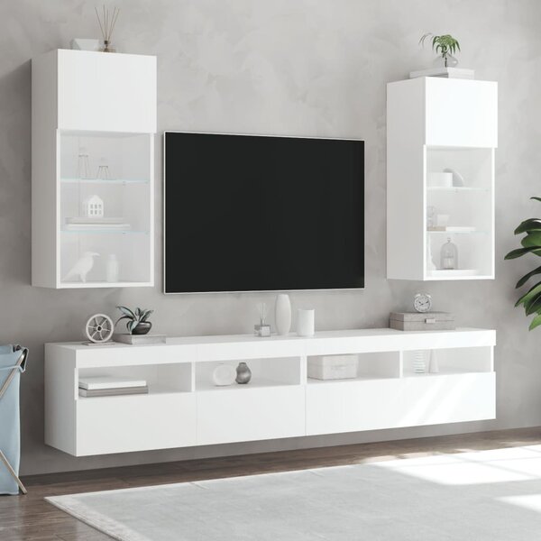Fehér TV-szekrény LED-lámpákkal 40,5x30x90 cm