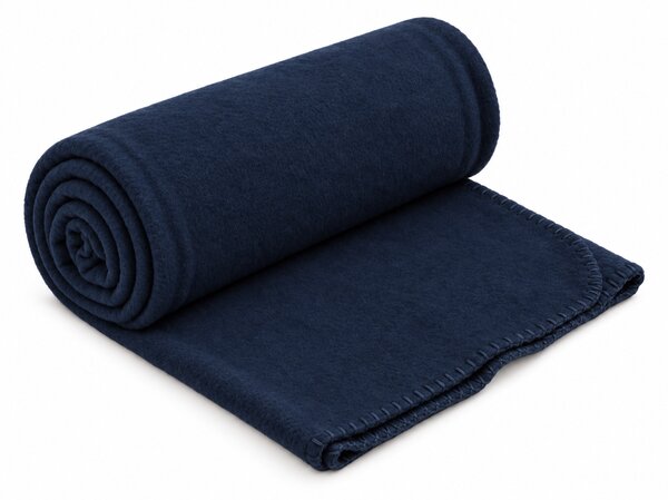 Kétoldalas fleece takaró MELVIRA, tengerészkék Méret: 150 x 200 cm