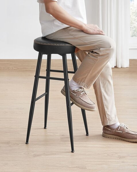 ECHO Bárszék 2 db, varrott műbőr borítás, fekete, 76 cm magas