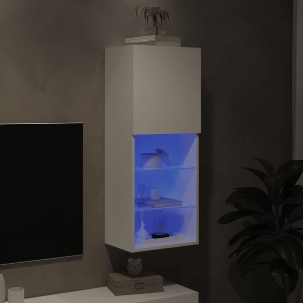 Fehér TV-szekrény LED lámpákkal 40,5 x 30 x 102 cm