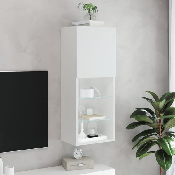 Fehér TV-szekrény LED lámpákkal 40,5 x 30 x 102 cm