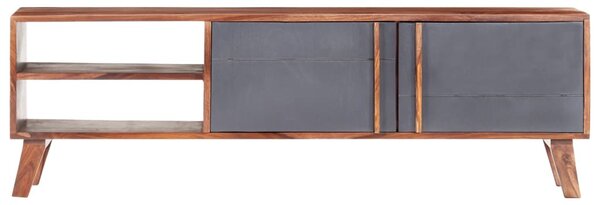 Szürke tömör fa TV-szekrény 140 x 30 x 45 cm