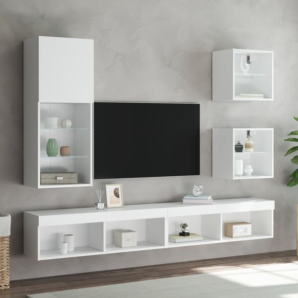 Fehér TV-szekrény LED lámpákkal 40,5 x 30 x 102 cm