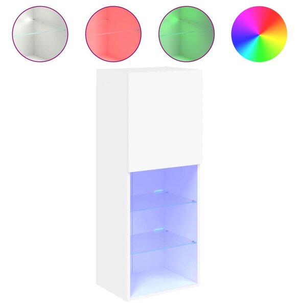 Fehér TV-szekrény LED lámpákkal 40,5 x 30 x 102 cm