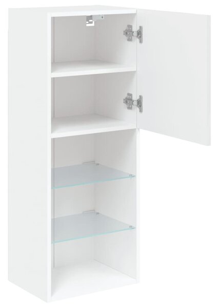 Fehér TV-szekrény LED lámpákkal 40,5 x 30 x 102 cm